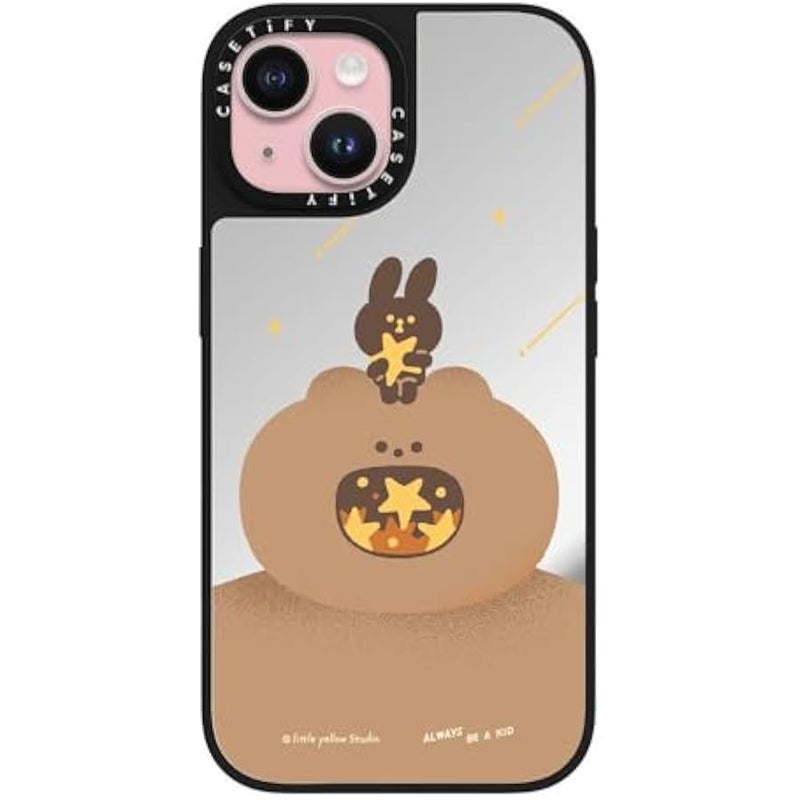 Casetify Mirror iPhone 15 Case 【Reflective / 4.9ft Drop Protection/Compatible with Magsafe】 - Star Catcher - Silver on Black - Image 1