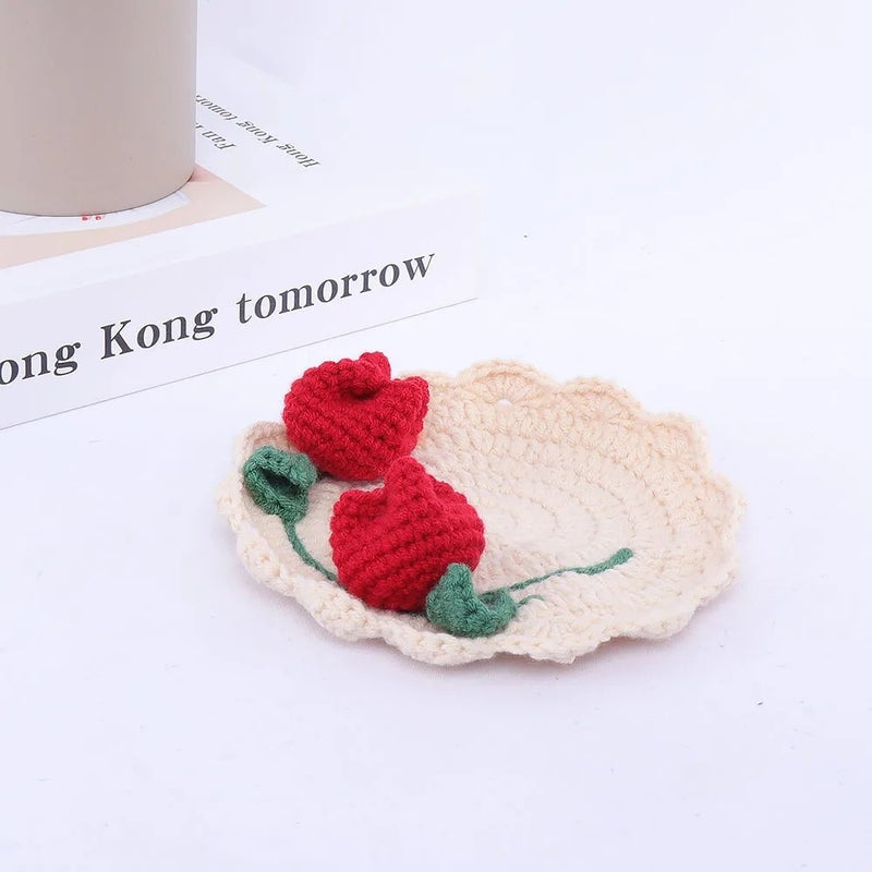 Y&D Hand-Crocheted Tulip Yarn Table Placemat Set – Insulated Coasters for Teacups, Decorative Flower-Themed Table Runners and DIY Home Dining Accessories - Image 5
