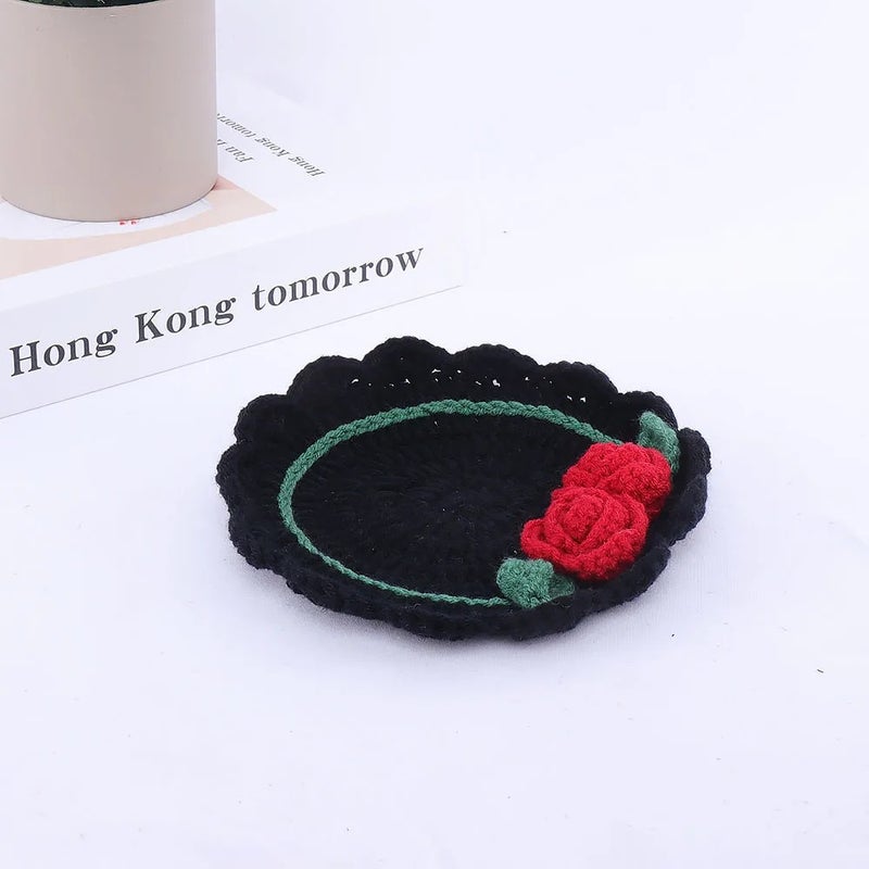 Y&D Hand-Crocheted Tulip Yarn Table Placemat Set – Insulated Coasters for Teacups, Decorative Flower-Themed Table Runners and DIY Home Dining Accessories - Image 4