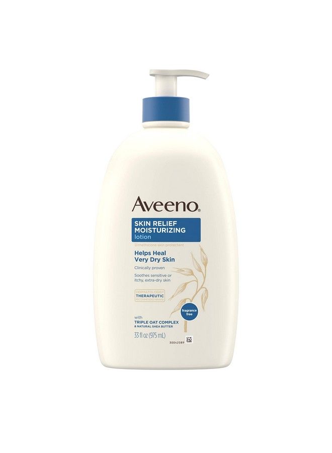 Aveeno لوشن مرطب لتخفيف البشرة للبشرة الجافة جداً مع تركيبة الشوفان الثلاثي وزبدة الشيا ودايميثيكون لحماية البشرة يساعد في شفاء البشرة الجافة والحكة خالي من العطور 33 أونصة سائلة - Image 2