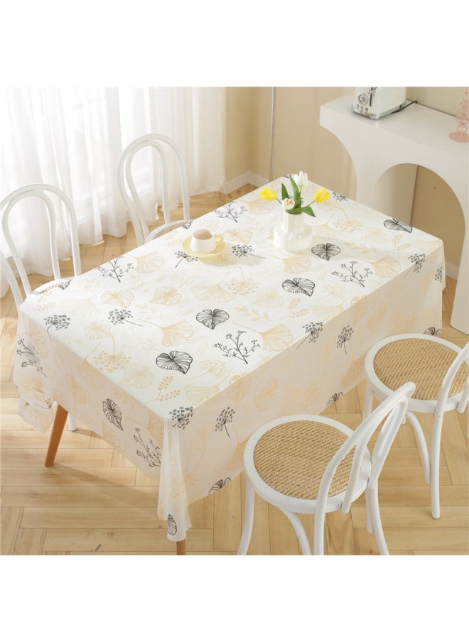 Generic Disposable Tablecloth Kindergarten Party Ins Fresh Cartoon Printed Plastic Waterproof Tablecloth Household Square-Color:Ginkgo Leaves ]-Specifications:140 X140cm (special Thickened)  - Image 1