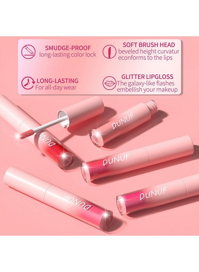 Dulele 12 Pcs Diamond Glitter Liquid Lipstick Set, Long Lasting & Non-Stick Cup Metallic Shimmer Matte Full Colour Tinted Lipstick Lip Gloss, Highly Pigmented Shinning Lipstick (Red, M) - Image 3