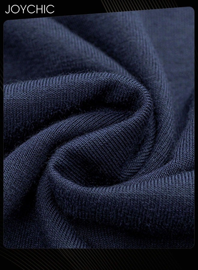 Joychic 2-piece Spring and Autumn Winter Men Pajamas Modal Skin-friendly Long Sleeve Youth Home Sleepwear Comfortable Breathable Loungewear Dark Blue - Image 2