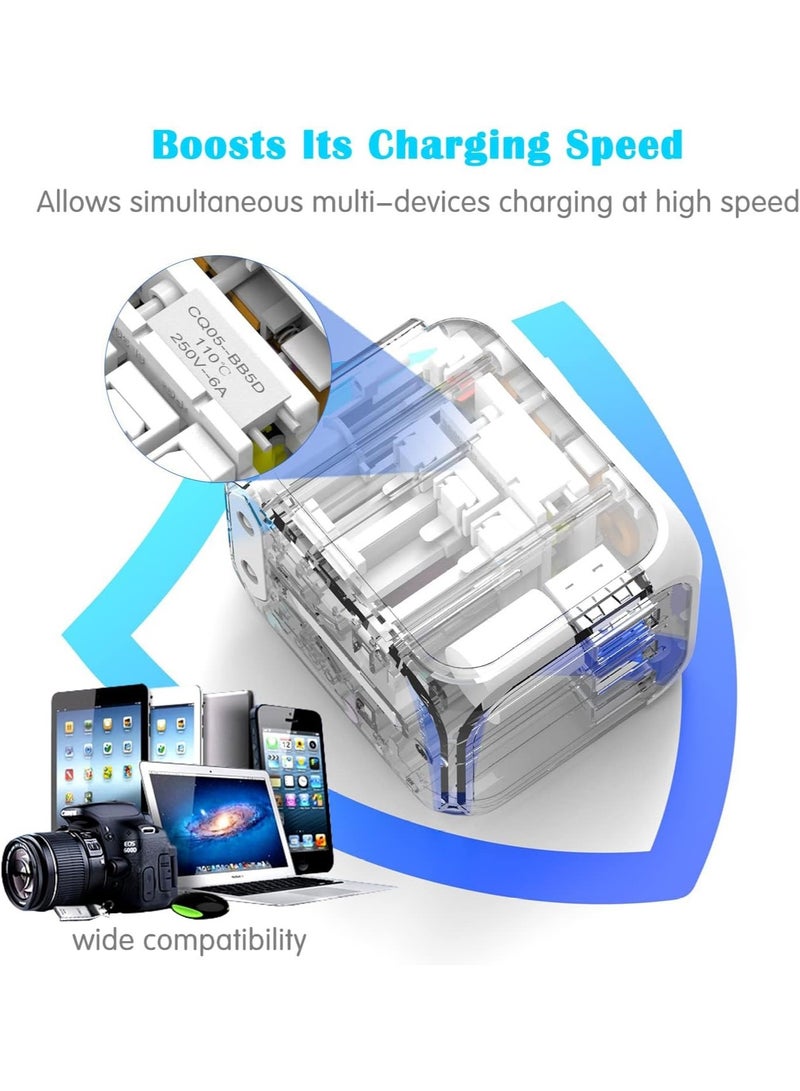 Universal Travel Adapter, International Power Adapter, Wall Outlet Adaptor Charger with High Speed 2.4A 3USB  3.0A Type-C, Worldwide Travel Plug Adapter (White) - Image 5
