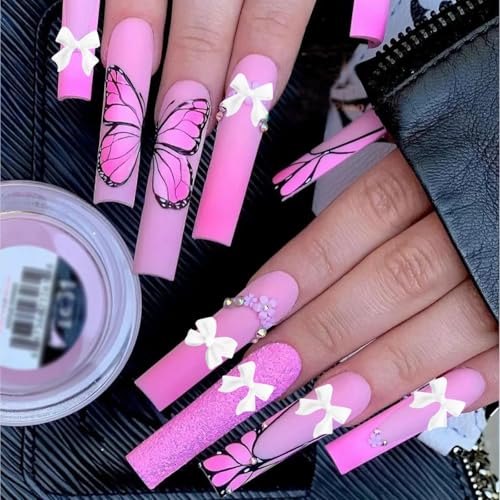 TKYZMS 300Pcs 3D Bow Nail Charms and Flatback Pearls Set,Black White Pink Bowknot,Bow-Knot Nail Stud Rhinestones Crystal,Nail Art Charms,Nail Art Supplies,for Manicure DIY,Nail Art Design,Jewelry Decoration - Image 5