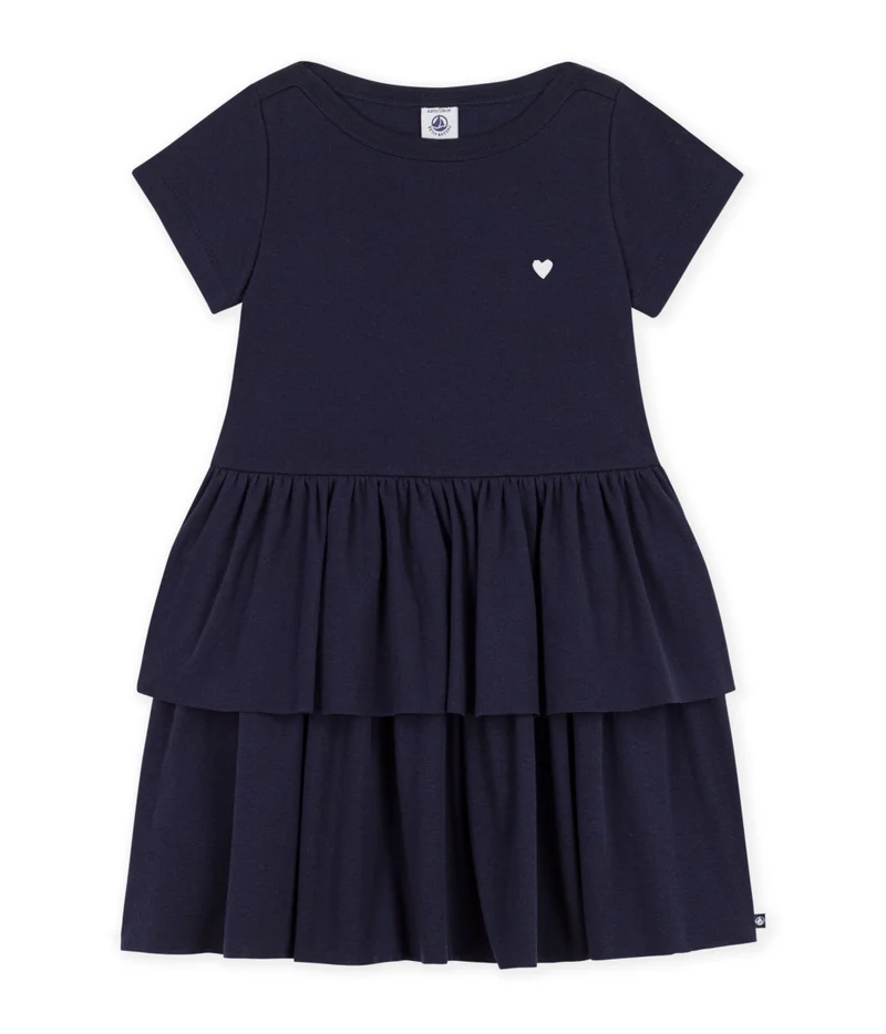 بيتي باتو Children's Short-Sleeved Plain Cotton Dress