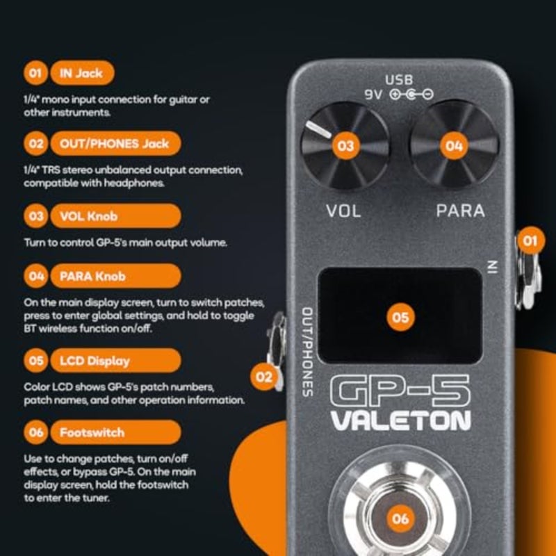 معالج GP-5 مدمج متعدد التأثيرات SnapTone ومحمل IR، أكثر من 100 تأثير، بلوتوث، واجهة صوت USB - Image 3
