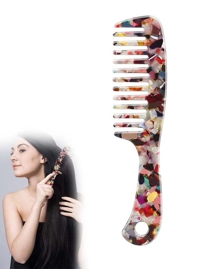 مشط شعر الأسنان العريض ، فرشاة مشط الأسنان المستديرة المضادة للكهرباء الساكنة من خلات السليلوز ، مشط خلع الملابس بالتدليك المتدرج للجنسين (ملون) - Image 1