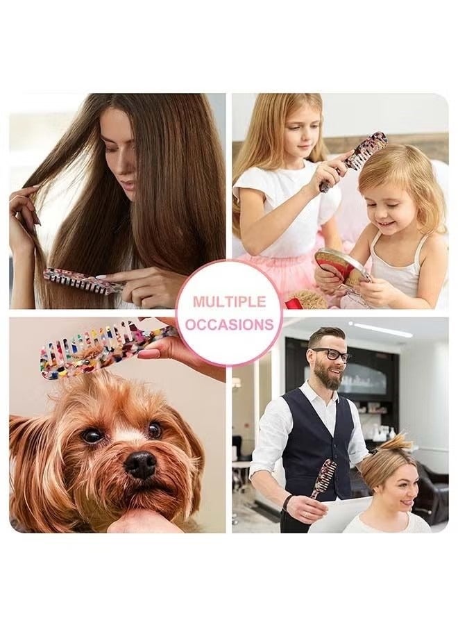 مشط شعر الأسنان العريض ، فرشاة مشط الأسنان المستديرة المضادة للكهرباء الساكنة من خلات السليلوز ، مشط خلع الملابس بالتدليك المتدرج للجنسين (ملون) - Image 5