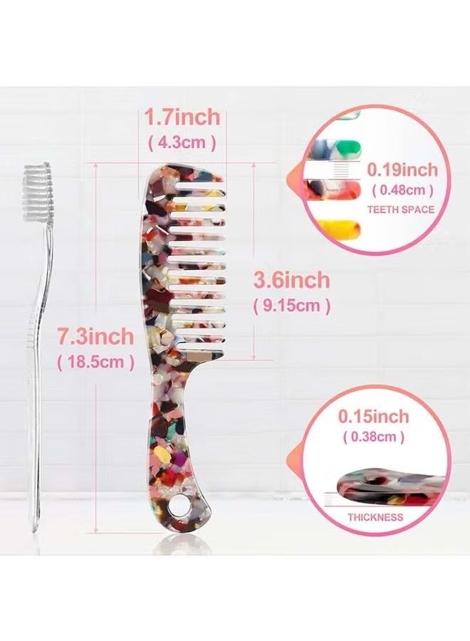 مشط شعر الأسنان العريض ، فرشاة مشط الأسنان المستديرة المضادة للكهرباء الساكنة من خلات السليلوز ، مشط خلع الملابس بالتدليك المتدرج للجنسين (ملون) - Image 2