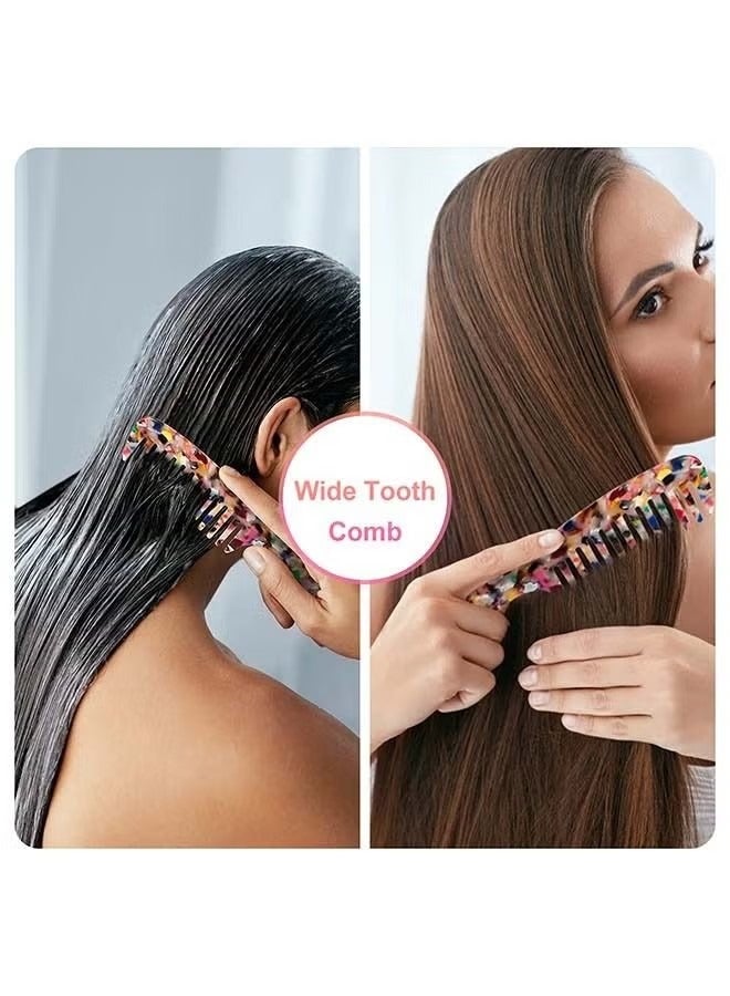 مشط شعر الأسنان العريض ، فرشاة مشط الأسنان المستديرة المضادة للكهرباء الساكنة من خلات السليلوز ، مشط خلع الملابس بالتدليك المتدرج للجنسين (ملون) - Image 4