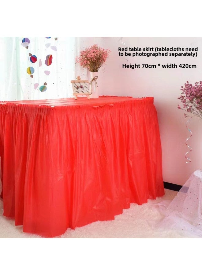 Thickened Waterproof Disposable Tablecloth For Birthday Party Wedding Celebration Reception Decorative Table Skirt-Color:Red-Specifications:Table Skirt 420*70 - Image 1