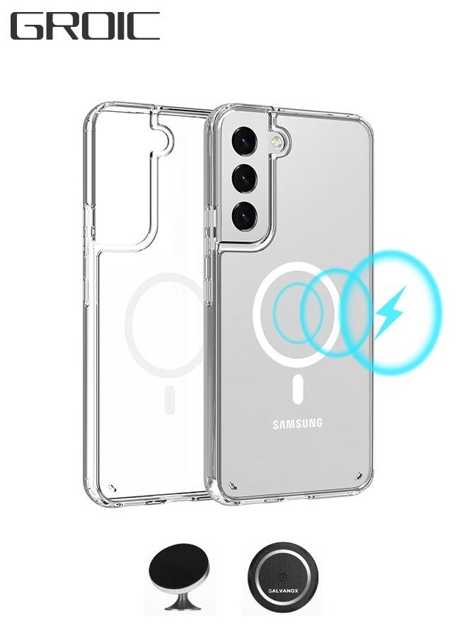 GROIC - Samsung Galaxy S22 Magnetic Clear Case 6.1 Inch,Slim Bumper Compatible with Magsafe Card Wallet& Wireless Charger, Screen & Camera Protection Shockproof Phone Case - Image 1