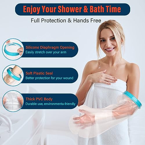 Fxdunjr Waterproof Cast Covers for Shower Arm Adult Cast Cover Protector Shower Bag to Keep Wounds Dry for Arm, Hands, Wrists, Elbow, Fingers [2025 New Reusable] - Image 2