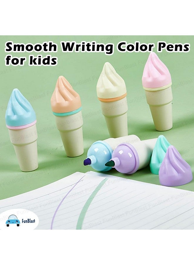 FunBlast Highlighter Pens - 6 Colors Highlighter Pen Set, Aesthetic Highlighters, Chisel Tip Book Marking Pen, Pastel Colors Chisel Tip Marker Pens, Drawing Pens for Office & Writing (Cone) - Image 5