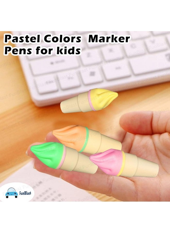 FunBlast Highlighter Pens - 6 Colors Highlighter Pen Set, Aesthetic Highlighters, Chisel Tip Book Marking Pen, Pastel Colors Chisel Tip Marker Pens, Drawing Pens for Office & Writing (Cone) - Image 4