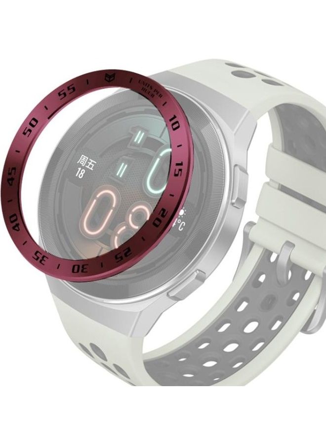 NIBEMINENT Stainless Steel Bezel Ring For Huawei Watch GT2e Smart Wine Red Black Lettering - Image 1