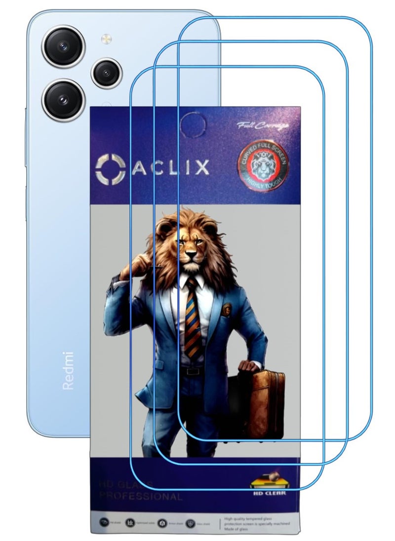 ACLIX 3 Pieces Antistatic ESD Dustproof Premium Quality High Definition Clear Tempered Glass Screen Protector Designed For Xiaomi Redmi 12 - Image 1