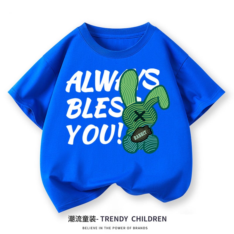 Boys' Cotton Short-sleeved T-shirt 2025 New Fashionable Children's Summer Children's Top Fashionable Boys Casual Children's Wear - Image 1