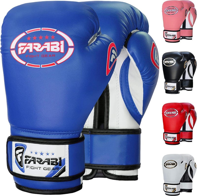 Farabi Sports Kids Boxing Gloves 4, 6, 8-oz for Junior Youth Boys and Girls Training MMA Muay Thai & Punching Bag (Blue, 8-oz) - Image 1