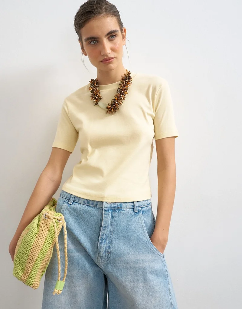 Topshop Knitted Crop T-shirt