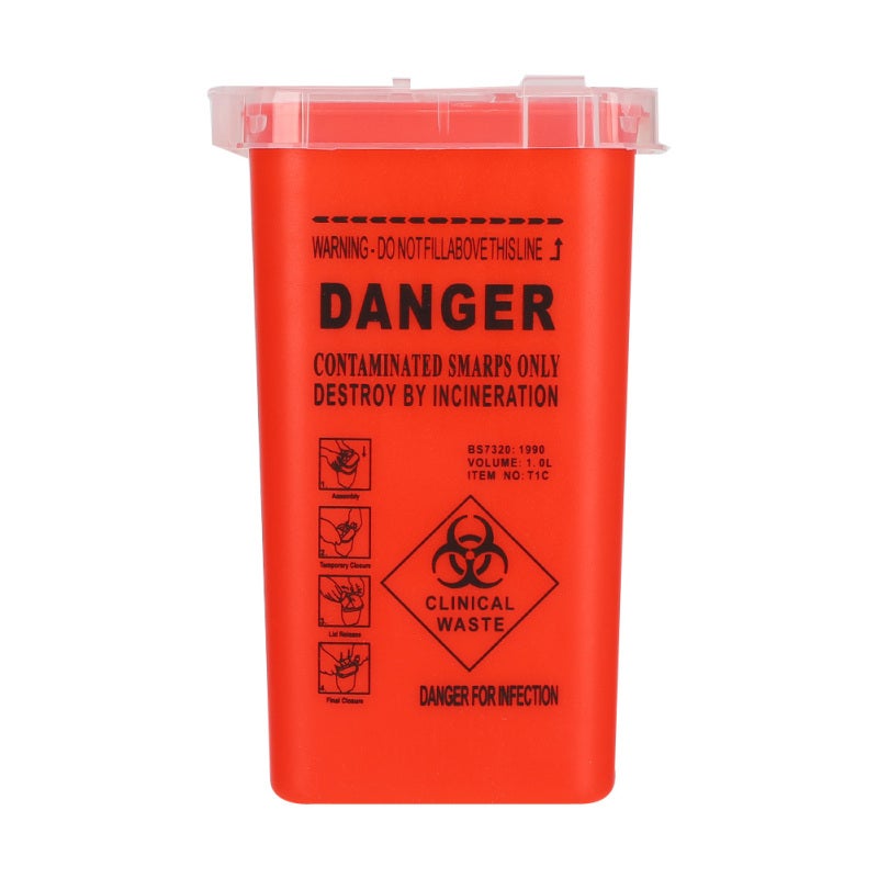 Sharps Collector: Red Anti-puncture Corrosion-resistant Portable Blade Waste Box - Easy Garbage Classification Tattoo Needle Container for Tattoo Studios Medical Settings - Image 1