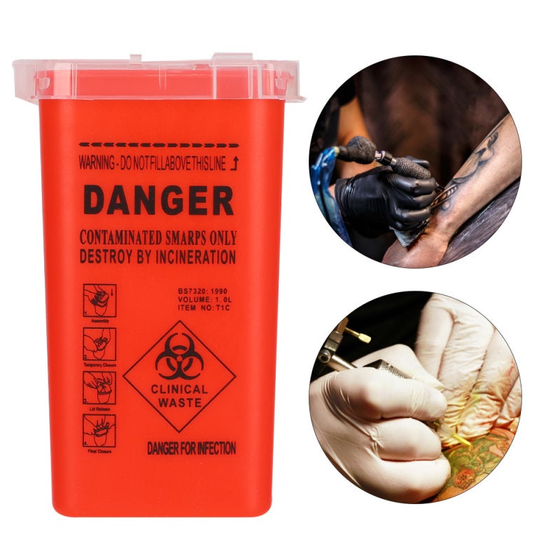 Sharps Collector: Red Anti-puncture Corrosion-resistant Portable Blade Waste Box - Easy Garbage Classification Tattoo Needle Container for Tattoo Studios Medical Settings - Image 5