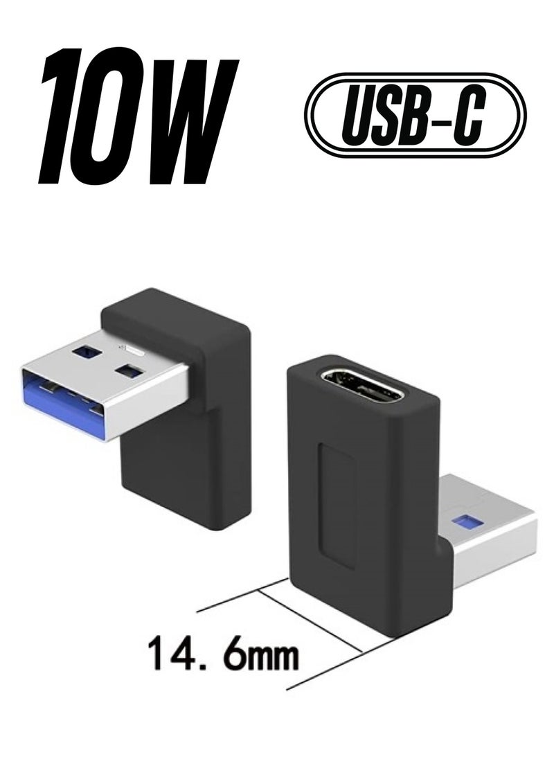 rgzhihuifz - Right Angle USB A Male to USB C Female Adapter,90 Degree USB3.0 to Type C Cable Connector Support unidirectional Sides 5Gbps & Data Transfer, for Laptops,Phone, 2-Pack - Image 1