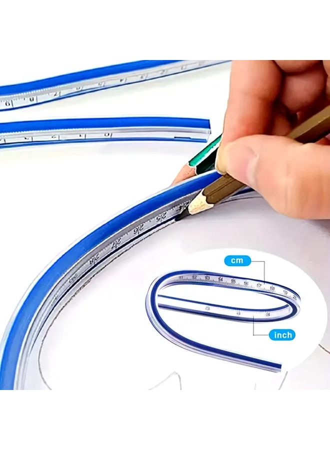 Blue Flexible Curve Ruler Dual Scale Cm In Drawing Design Craft Portable - Image 1