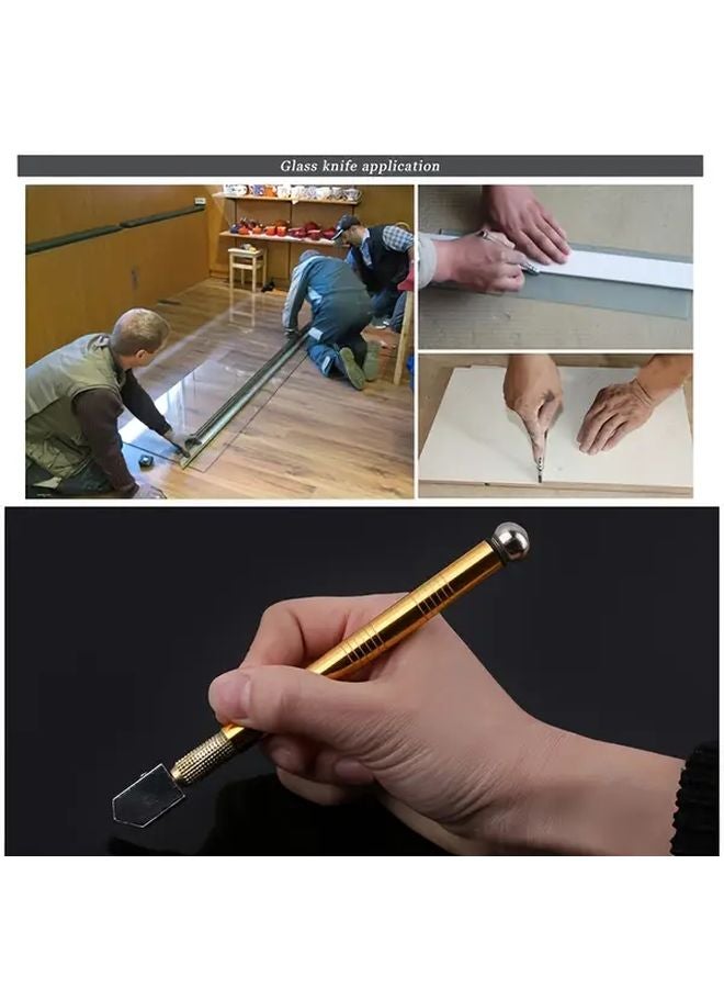 دليل الإصدار المحسن لقاطع الزجاج الماسي من الفولاذ الذهبي بمقبض مريح - Image 2