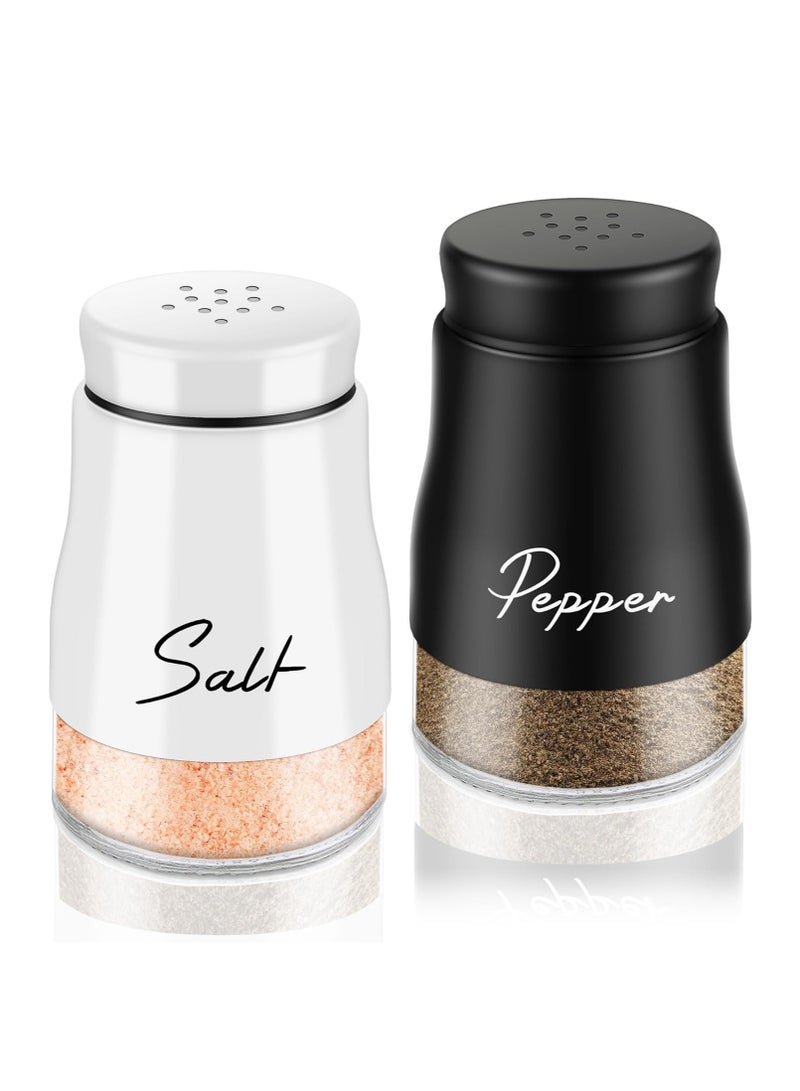 كيلا طقم هزازات الملح والفلفل، طقم هزازات الملح والفلفل، 120 ملليتر زجاجية ذات قاع زجاجي مع غطاء من الستانلس ستيل لأدوات المطبخ ديكور مطبخ أبيض وأسود هدية زفاف بمناسبة الاحتفال بالزفاف (أسود + أبيض) - Image 1