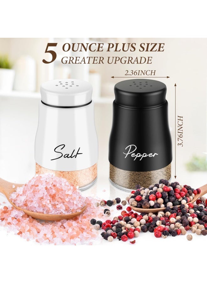 كيلا طقم هزازات الملح والفلفل، طقم هزازات الملح والفلفل، 120 ملليتر زجاجية ذات قاع زجاجي مع غطاء من الستانلس ستيل لأدوات المطبخ ديكور مطبخ أبيض وأسود هدية زفاف بمناسبة الاحتفال بالزفاف (أسود + أبيض) - Image 5