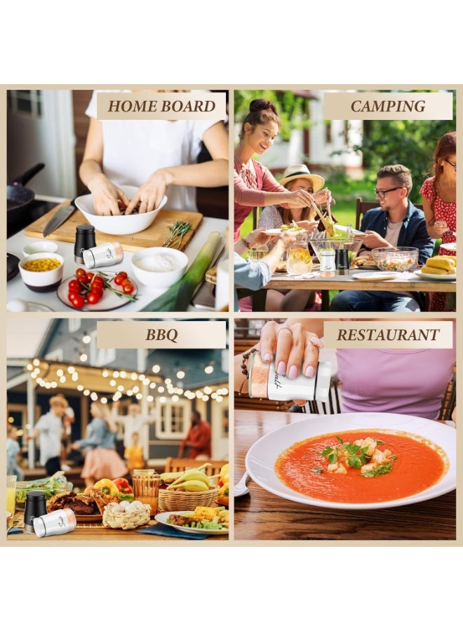 كيلا طقم هزازات الملح والفلفل، طقم هزازات الملح والفلفل، 120 ملليتر زجاجية ذات قاع زجاجي مع غطاء من الستانلس ستيل لأدوات المطبخ ديكور مطبخ أبيض وأسود هدية زفاف بمناسبة الاحتفال بالزفاف (أسود + أبيض) - Image 3