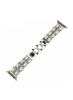 Metal Leather Bracelet for Apple Watch 42/44/45mm Gold/White