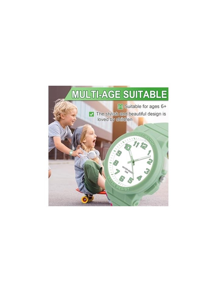 SOLARAE Kid's Watch, Outdoor Sports Kids Waterproof Watch, Kid's Analog Watch Easy-to-Read Time Teaching Large Dial, Analog Watch with Backlight, Kids Gifts, Minimalist Wrist Watch, Soft Band 5-18 Years Old - Image 3