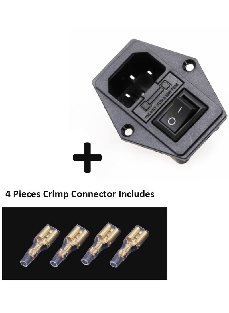 Power Rocker Switch IEC 3 Pin 320 C14 Inlet Power Sockets Switch Connector Plug 10A 250V - Image 3