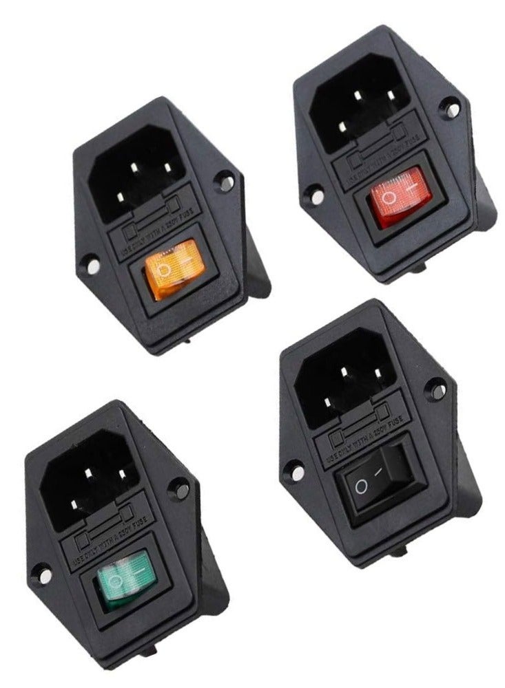 Power Rocker Switch IEC 3 Pin 320 C14 Inlet Power Sockets Switch Connector Plug 10A 250V - Image 2