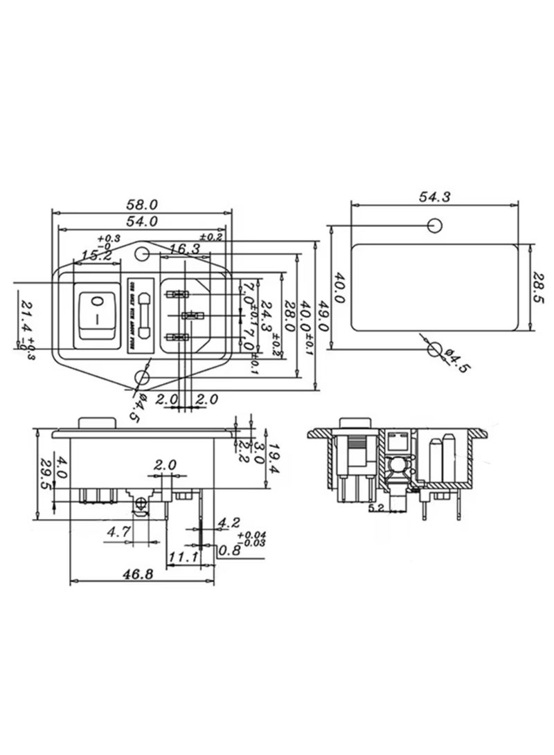 Power Rocker Switch IEC 3 Pin 320 C14 Inlet Power Sockets Switch Connector Plug 10A 250V - Image 5