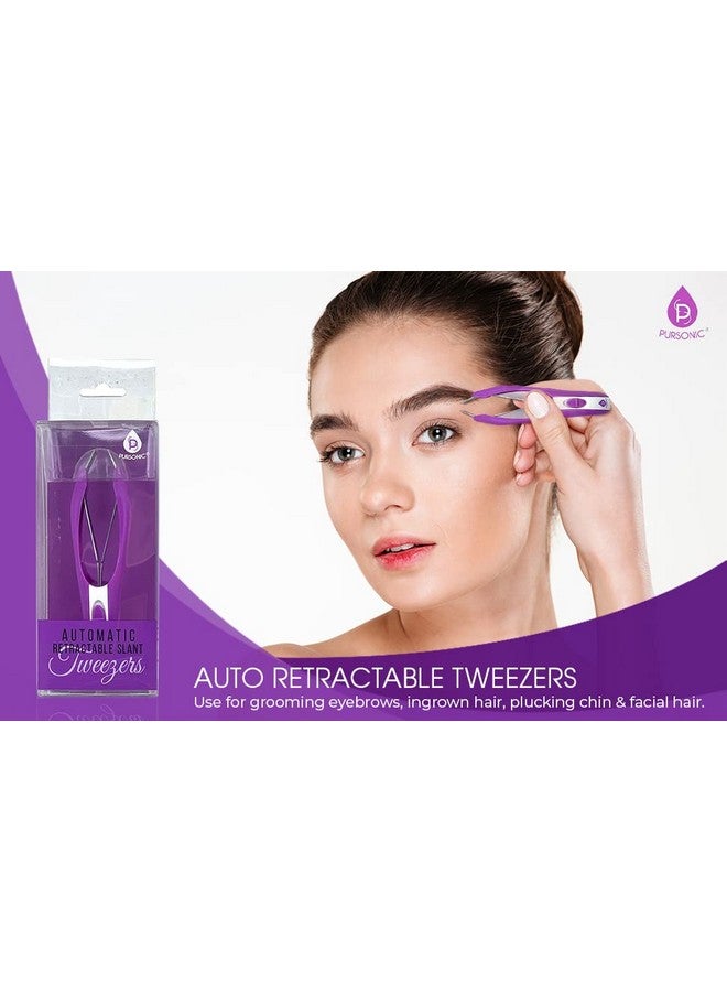 Pursonic Auto Retractable Tweezers For Eyebrows Ingrown Hair & Facial Hair Durable Stainless Steel Material Features Spotlight & Smart Grab System - Image 2