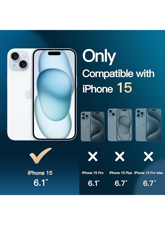 جي تيك جراب 5 في 1 لهاتف Iphone 15 6.1 بوصة مع قطعتين من واقي الشاشة الزجاجي المقوى وواقي عدسة الكاميرا، غطاء هاتف مقاوم للصدمات غير قابل للاصفرار شفاف - Image 2