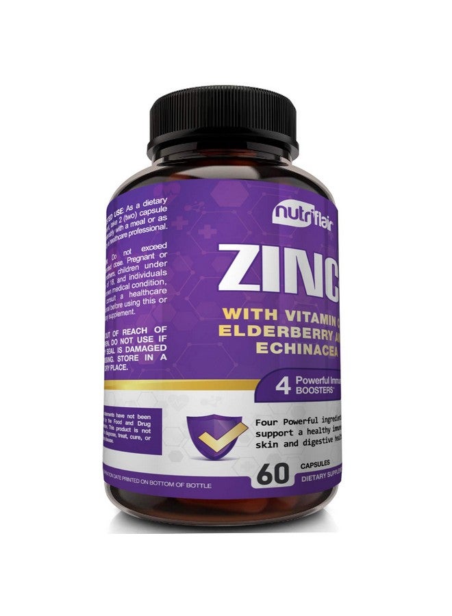 NutriFlair Zinc 50mg - with Vitamin C, Elderberry, Echinacea Purpurea Extract, Zinc Oxide - Compare with picolinate, Citrate, Oxide - Complete Immune Support Formula Pills with 4 Immune Defense - Image 4