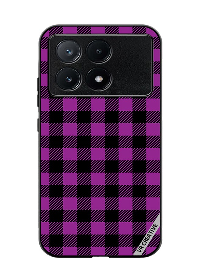 VR CREATIVE Protective Case Cover For Xiaomi Poco X6 Pro Purple And Black Chequered Design Seamless Pattern Design Multicolour - Image 1
