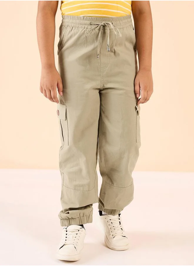 ستايلو بج Solid Drawstring Waist Cargo Joggers