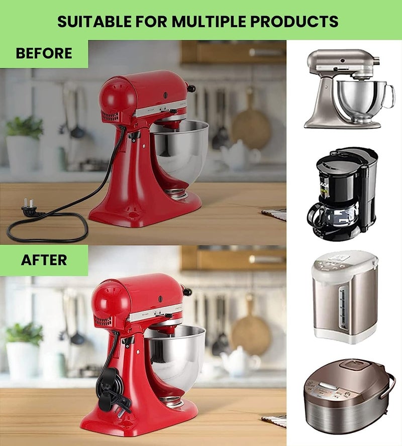 PRIAVY Cord Organiser for Appliance Kitchen Appliance Cord Organiser Stick On Cord Wrapper Winder Holder for Appliance Adhesive Cord Keeper for Blender Mixer Coffee Maker Air FryerBlack and Grey  - Image 3