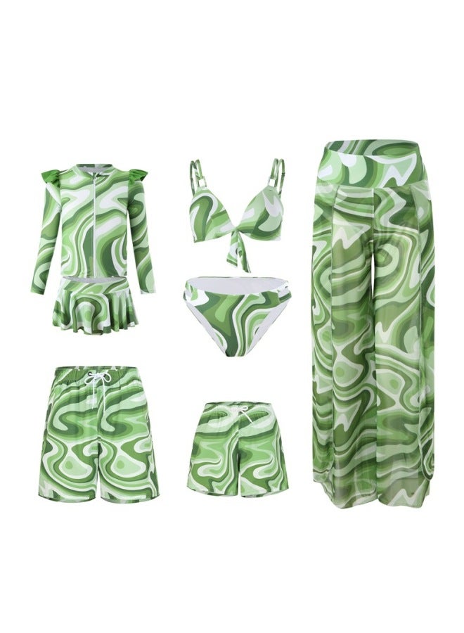 Loquat Hi Fish Swimsuit Beach Parent-child Swimsuit Family Suit Sunscreen Swimsuit Beach Parent-child Mother-daughter Swimsuit Wholesale-Color:J241403- - Image 2