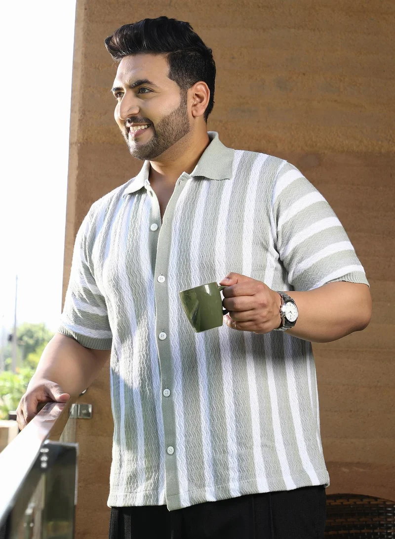 انستافاب بلس قميص بولو رجالي رمادي سحابي محبوك بألواح للملابس الكاجوال