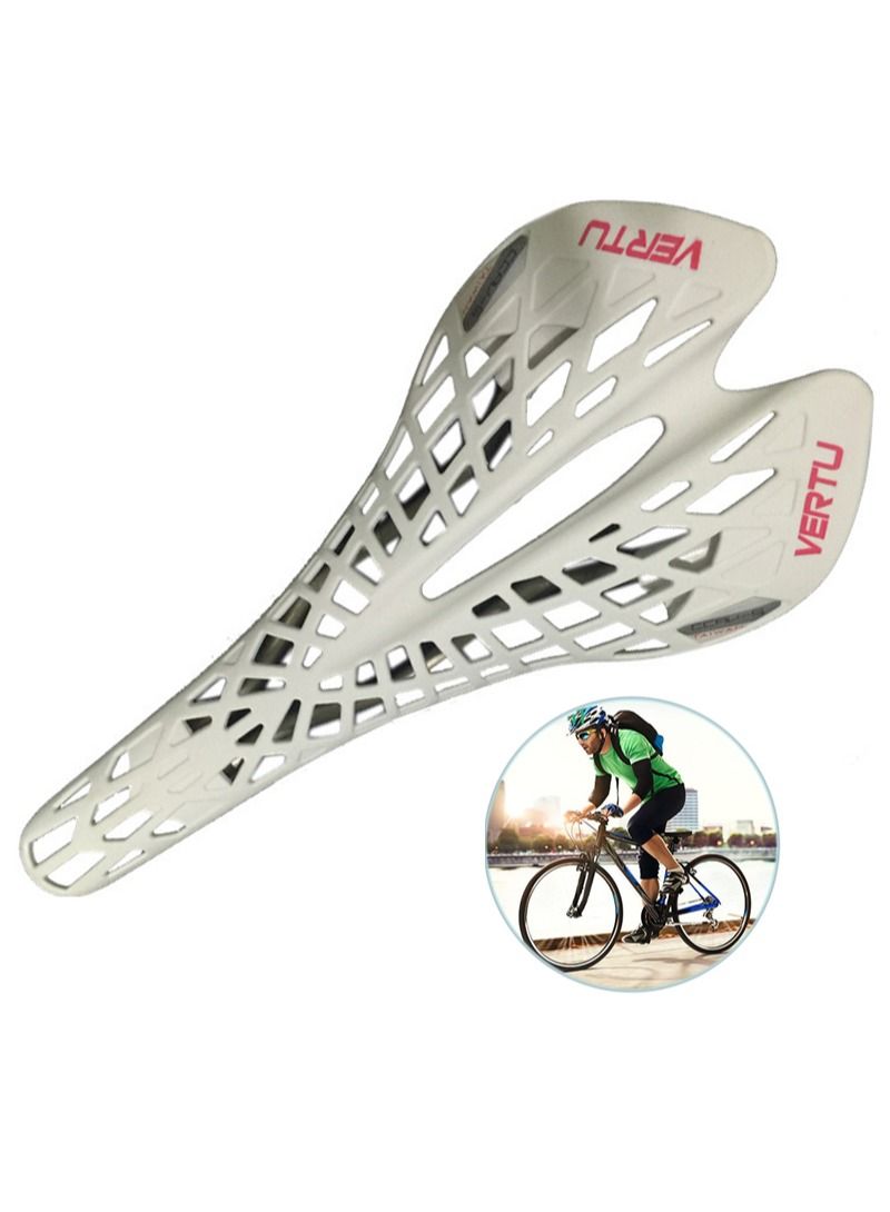 Vertu Bike Seat Cushion Lightweight Shock Absorbing Fixed Saddle Breathable Comfort Replacement Seat For Mountain Bike White - Image 1