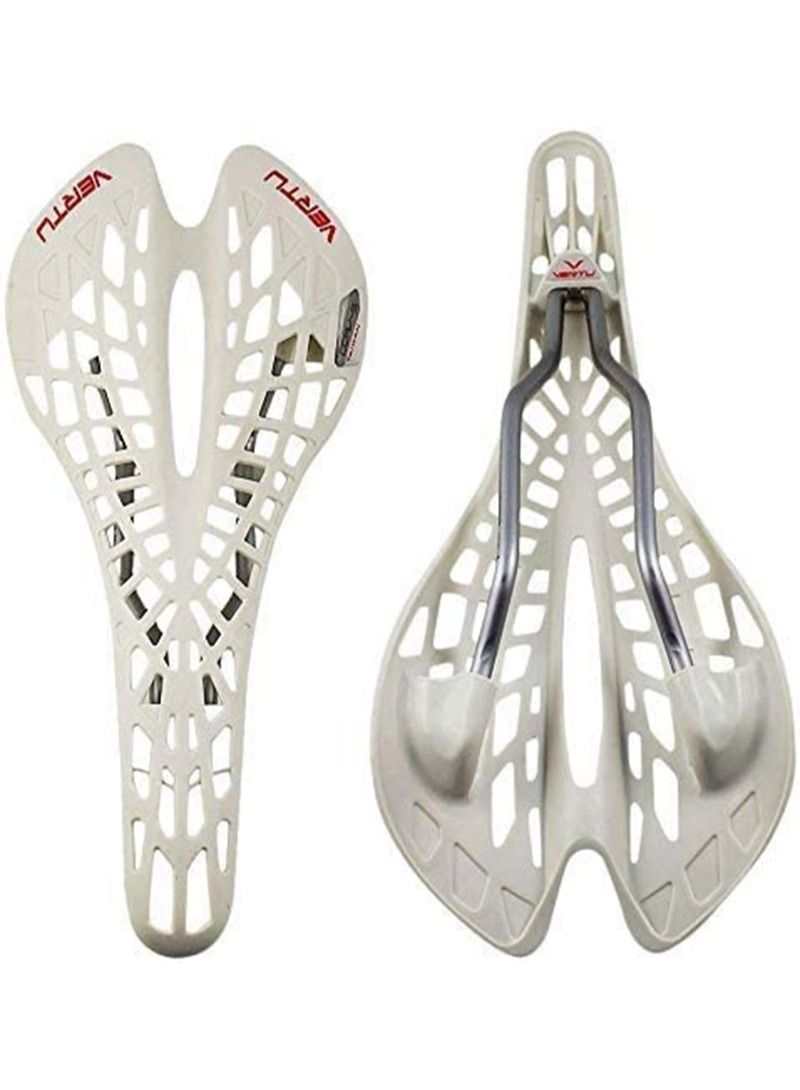 Vertu Bike Seat Cushion Lightweight Shock Absorbing Fixed Saddle Breathable Comfort Replacement Seat For Mountain Bike White - Image 2