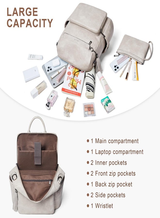 Shrrie Vegan Leather Backpack for Women Backpack Purse 14 inch Laptop Backpack for College Travel Work - Image 3