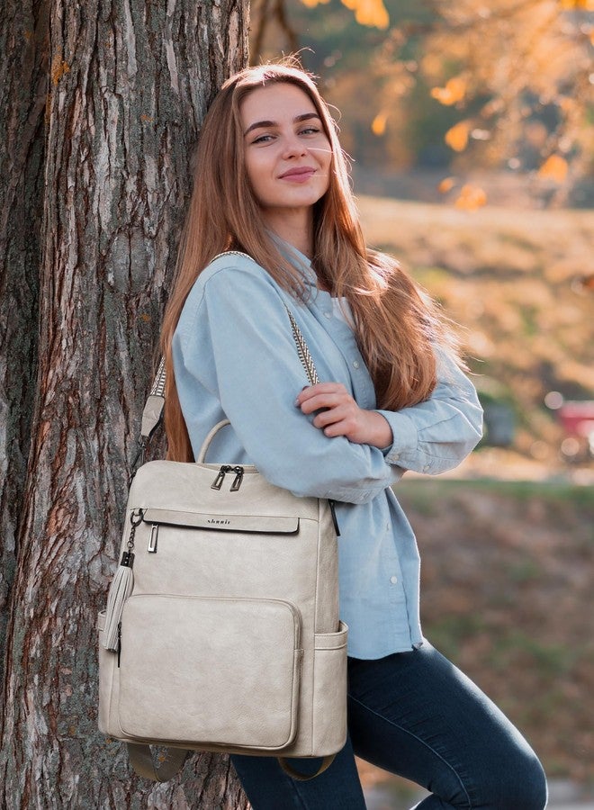 Shrrie Vegan Leather Backpack for Women Backpack Purse 14 inch Laptop Backpack for College Travel Work - Image 2